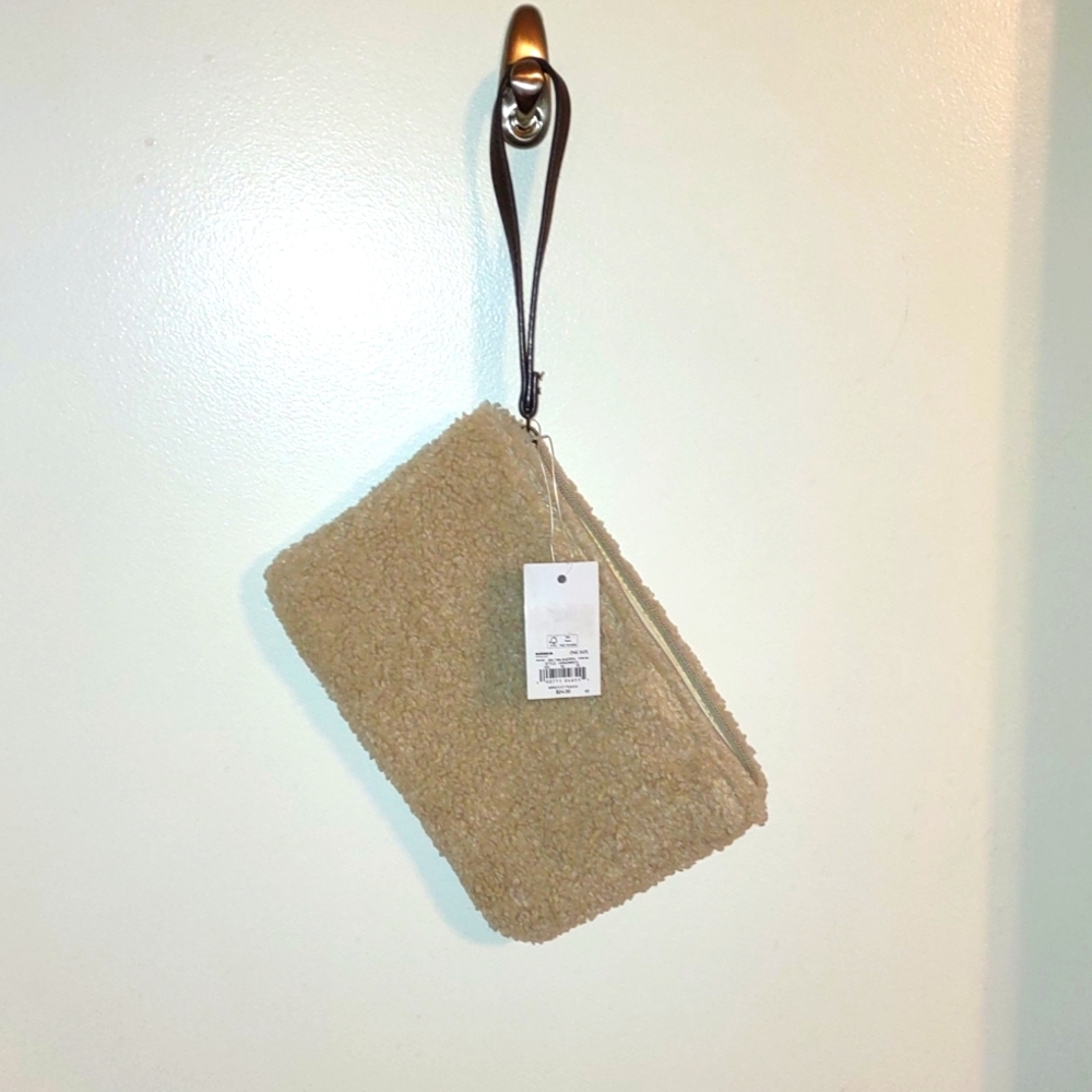 NWT Sonoma tan Sherpa wristlet